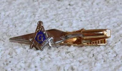 Masonic Tie Bar Clip Gold Tone Freemason Emblem Symbol Trowel • $14.97