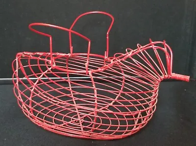 Vintage Wire Chicken Egg Basket Farmhouse Primitive Rustic Country Decor 11  Red • $22.50