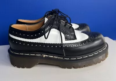 Doc Martens Vintage Bex Leather Wing Tip Platform Chunky Shoes M4 W6 Black White • $175