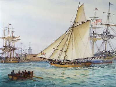 Original Watercolour 'Naval Cutter In Portsmouth' 2000 David Beer B1936 • £59