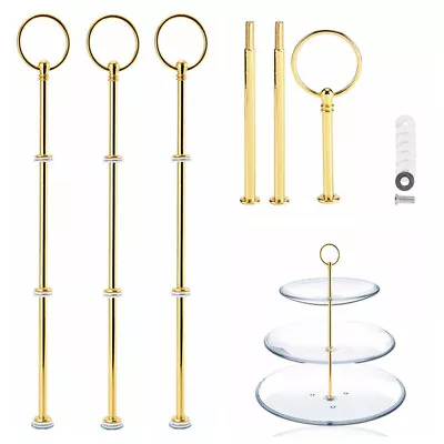 3 Tier Cake Plate Stand Round Gold  Handle Fittings Wedding Tea Party Home Decor • £2.99