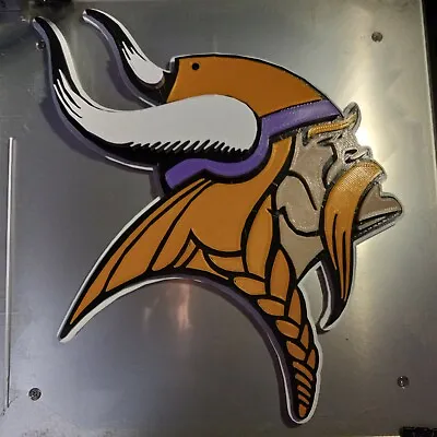 3D PRINTED NFL Minnesota Vikings 3D Graphics Logo Wall Sign 7  X 7 ×20mm • $18.99