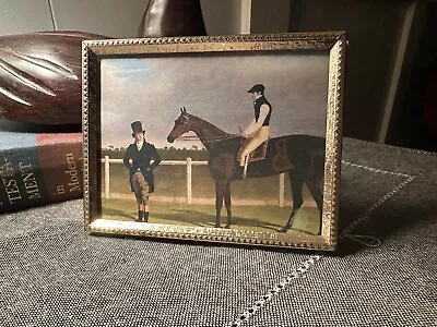 Vintage Antique Mid Century Gold Picture Frame Horse Print Decor 3.5x4.5 • $9.50