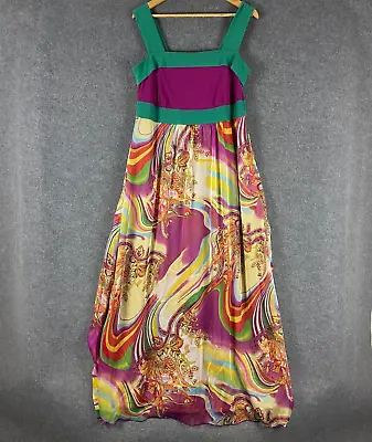 Igigi Dress Womens 14 - 16 Purple Green Maxi By Yuliya Raguel Exclusive NEW • $101.47