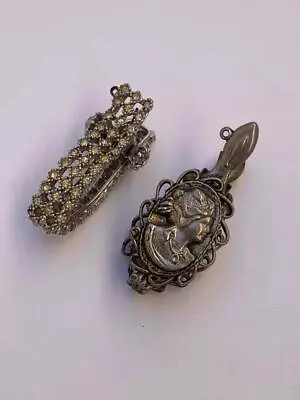 Lot Of (2) Vintage Silvertone W/Rhinestones & Victorian Lady Glove Scarf Clips • $12.95