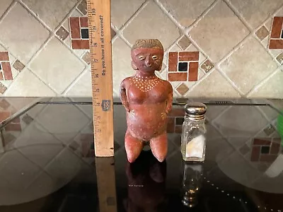 Vintage Handmade Handpainted Nayarit Pregnant Female Kneeling Pottery Figure :-) • $1.25