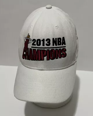 Miami Heat Adidas 2013 NBA Champions Cap Hat Adult One Size White Superflex Mens • $9.83