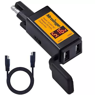 Motorcycle Usb Charger 4.8a Sae To Usb Adapter With Voltmeter & Ammeter Quick Di • $19.35