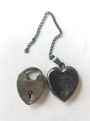 Vintage Silver Heart Hallmarked 1898 Padlock Pendant Found Metal Detecting Find • $12.63