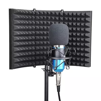 Black Microphone Isolate Shield Acoustic Isolation Chamber With Mounting Bracket • $40.50