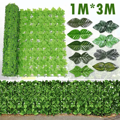 3M Roll Artificial Hedge Garden Fake Ivy Leaf Privacy Fence Screening Wall Panel • £26.99