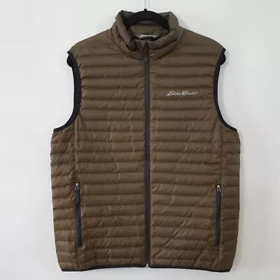 Eddie Bauer Down Vest Mens Medium EB650 Brown Puffer Lightweight Full Zip • $34.99