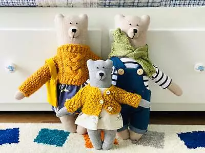 Handmade Stuffed Cloth Mom/Dad Bear - Dressed • $68