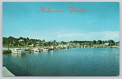 Melbourne Florida Melbourne Yacht Basin Marina Dock Vintage Postcard • $4.75