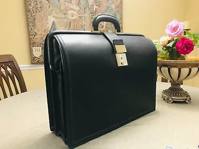 COLE HAAN  Thick  Black  Leather  Briefcase / Lawyer - Doctor Bag - ITALIA • $500