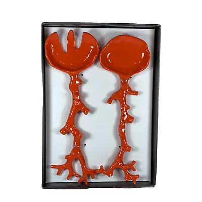 Michael Aram MADHOUSE Salad Servers Orange Coral Reef Twig Branch Plastic 2 Pcs • $39.97