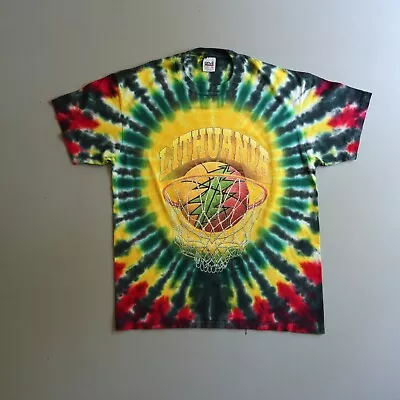 Vintage Grateful Dead Lithuania Basketball Steal Your Face Tie Dyed Shirt Large • $149
