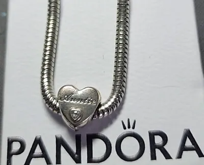 £14.99 • Buy Silver Genuine Pandora Loveheart Auntie Cubic Zirconia Charm Bead 925 ALE Family