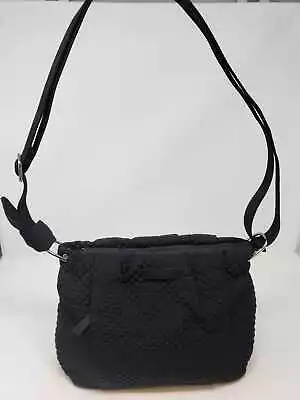 Vera Bradley Black Microfiber Frannie Crescent Crossbody Handbag 21580-081 SD • $59.95