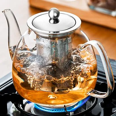 34oz Large Glass Teapot With Removable Infuser Stovetop Safe Tea Tea Pot • $22.67