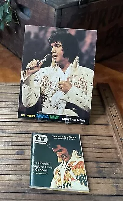 ELVIS PRESLEY (2) - Concert Sahara Tahoe Casino Souvenir Menu & 1977 TV Guide • $49.97