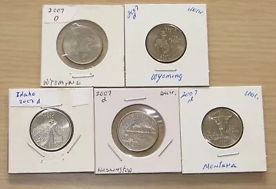5 US State Quarters 2007d (L610P6-10) Uncirculated US Mint Quarters • $5.69