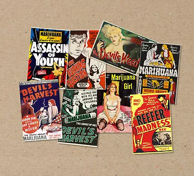 Set Of 8 POSTCARD VARIOUS Poster Cautionary Movies Marijuana Film Print Printing • $9.99