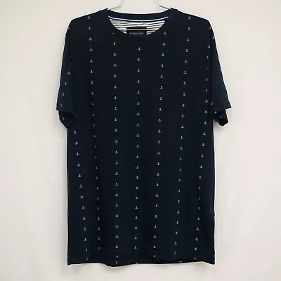 Denim & Flower Navy Blue Anchor Pattern T-Shirt - Men's Size M • $12.99