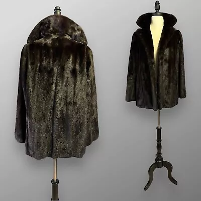 Gorgeous Super Soft And Sheen Vintage 70s Dark Mahogany Brown Near Fur Jacket • $399