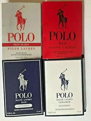 $15.95 • Buy 4 Ralph Lauren POLO BLUE RED RUSH ULTRA Men's Cologne Toilette SAMPLE Sprays New