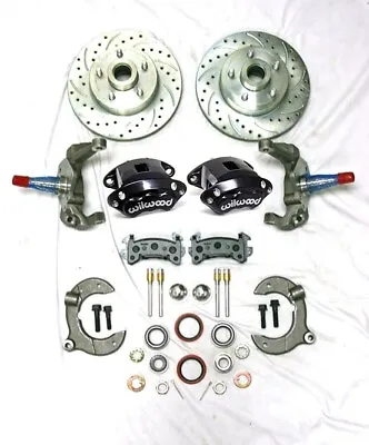 Mustang II 2  Drop Front Disc Brake Kit Drilled Chevy Rotors W/ Wilwood Calipers • $638.95