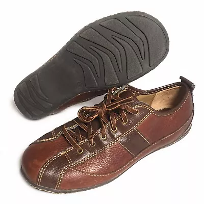 Merona Shoes Women's 7 Brown Leather Pebbled Oxfords Lace Up Dark Low Flats • $19.97