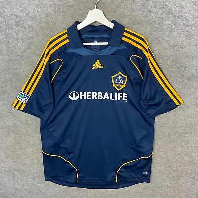 LA Galaxy Shirt Mens Large Blue Adidas Away David Beckham 23 Jersey Top 2008/09 • £69.99