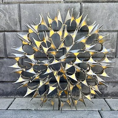 Marc Weinstein Mid Century Modern Brutalist Abstract Sunburst Metal Sculpture • $1147.50