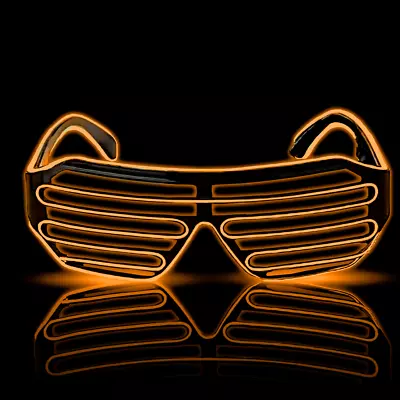 LED Light Up Glow Neon Shutter | Flashing Party Glasses Shades Night Disco Rave • £2.95