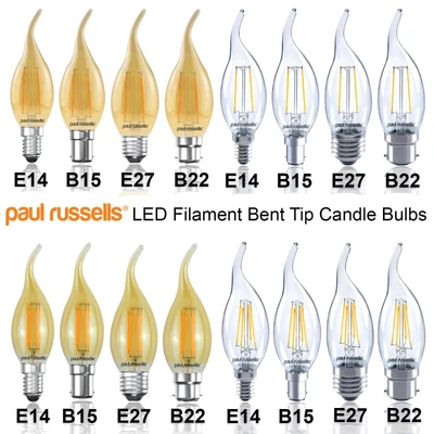 £34.99 • Buy LED Bent Tip Candle Flame Chandelier Light Bulb Warm White Amber E14 E27 B22 B15
