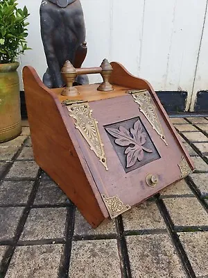 (L) NO RESERVE Antique Victorian Coal Scuttle & Shovel Fireplace Storage Box • £19