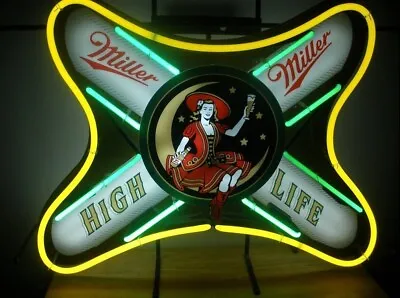 Miller High Life Girl Beer 20 X16  Neon Light Sign Bar Artwork Glass Wall Decor • $130.79