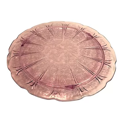 Vintage Pink Depression Glass Cherry Blossom Pattern 3 Footed 10.25” Cake Plate • $18.99