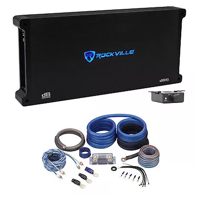 Rockville DB16 8000 Watt Peak/2000w RMS Mono 2 Ohm Amplifier+Amp Kit • $324.95