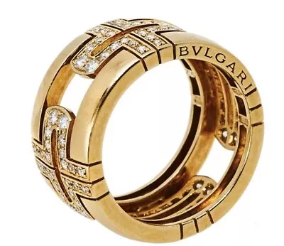 $4499 • Buy BVLGARI 18K YELLOW GOLD PARENTESI DIAMONDS LADIES RING Bulgari 6 6.5 53 New $8k
