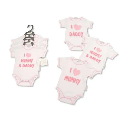 Baby Boys & Girls I Love Mummy& Daddy  3 Pack Bodysuits • £5.99