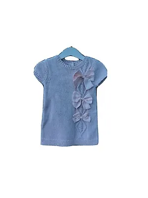 Maggie & Zoe Pink Gold Glitter Bow Cable Knit Jumper Dress UK 9-12 Months VGC  • £4