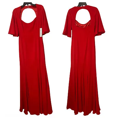 JAY GODFREY Pema Mermaid Red Cutout Back Gown Long Party Dress Size 4 • $120