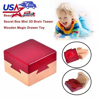 Beautiful Impossible Secret Box Mini 3D Brain Teaser Wooden Magic Drawer Toy • $14.87