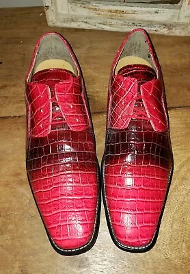 Giorgio Brutini Red Faux Croc Oxfords Dress Shoes  Gangster 9 M Vegan Holiday • $80.99