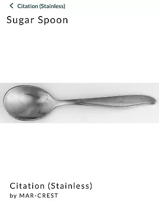 Mar-Crest CITATION 5 7/8” Sugar Spoon Atomic Starburst Glossy Stainless USA Made • $5.94