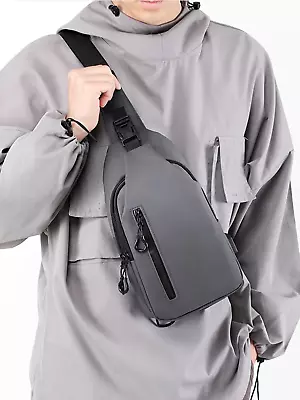 Anti-theft Men's Sling Crossbody Bag Chest Shoulder Messenger Backpack USB Port • $16.24