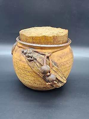 Vintage Australian Pottery Coffee Jar Canister Large Gum Nut Leaf • $31.95