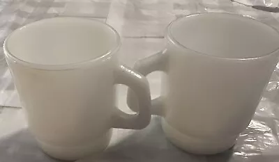 2 Vintage Anchor Hocking Oven Safe White Milk Glass Coffee Cups/Mugs • $16